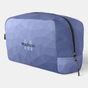 Trousse De Toilette Motif de maille géométrique bleu gris Monogramme
