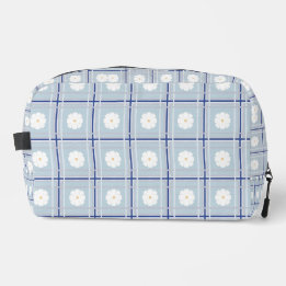 Trousse De Toilette Motif de marguerite à carreaux bleus