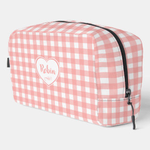 Trousse De Toilette Motif de vérification En vichy rose pâle