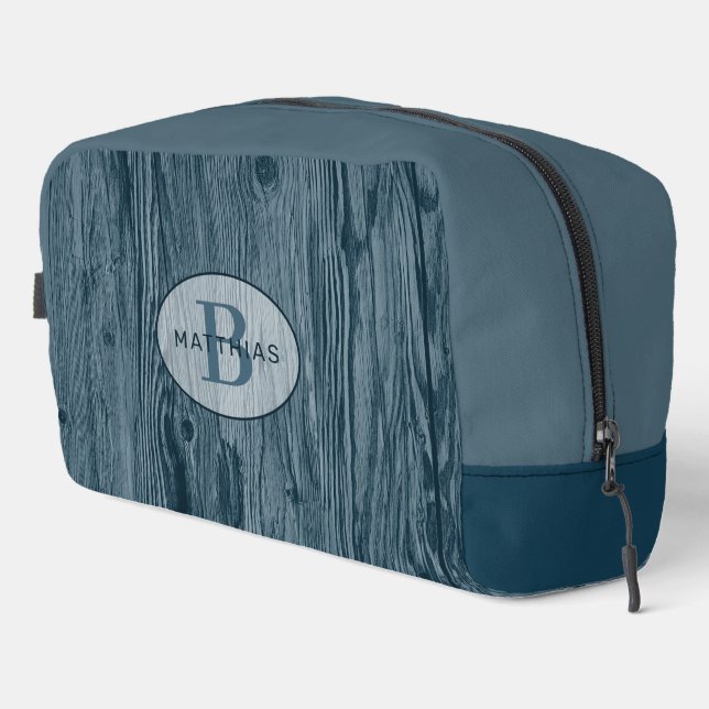 Trousse De Toilette Motif en bois bleu foncé Turquoise (Coin droit)