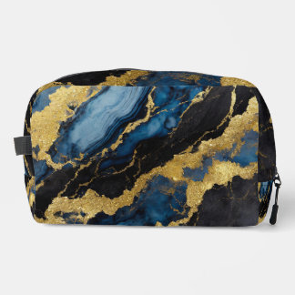Trousse De Toilette Motif en marbre bleu avec or