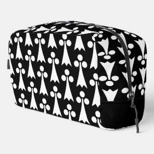 Trousse De Toilette Motif Ermine, Motif Médiéval, Blanc sur Noir
