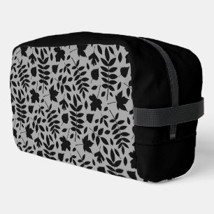 Trousse De Toilette Motif Feuille tombé noir sur gris