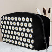 Motif floral marguerrier blanc sur noir