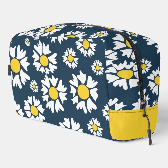 Trousse De Toilette Motif marguerrier, motif floral, marguerites blanc (Coin droit)