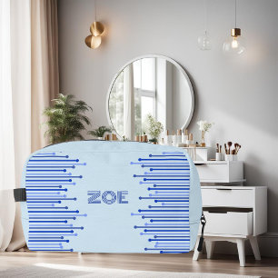 Trousse De Toilette Motif moderne rayé sur bleu pâle personnalisé