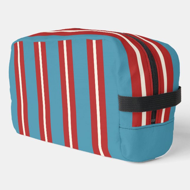 Trousse De Toilette Motif rayé moderne rouge et bleu vibrant (Coin gauche)