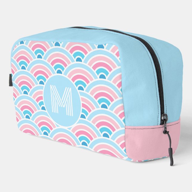 Trousse De Toilette Motif Vagues géométriques bleu rose Flamant rose (Coin droit)