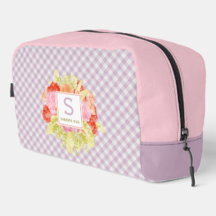 Trousse De Toilette Motif Vichy à carreaux rose violet pastel chic