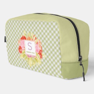 Trousse De Toilette Motif Vichy Vert Printemps Pastel Élégant