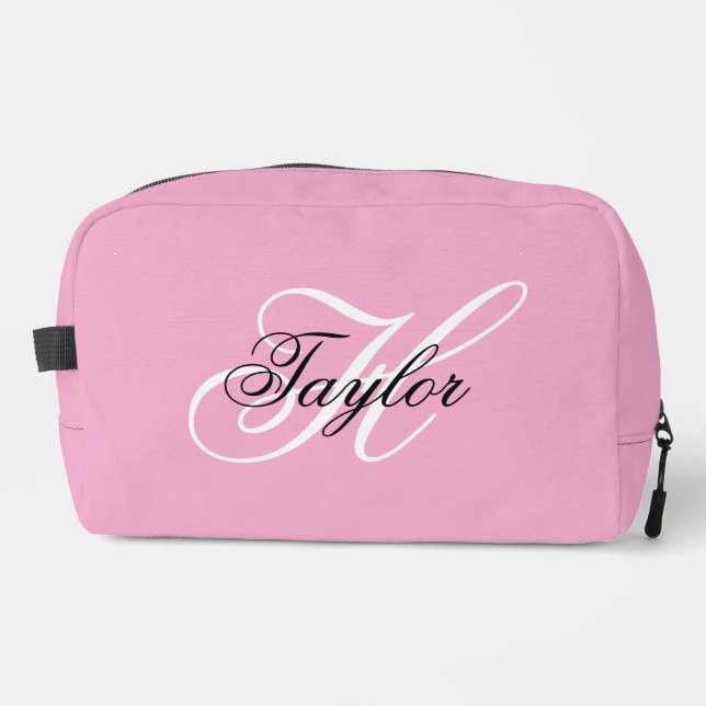 Trousse De Toilette Noir et blanc Fatigue Monogramme rose (Recto)
