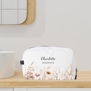 Trousse De Toilette Nom de la femme de ménage fleur sauvage rose beige