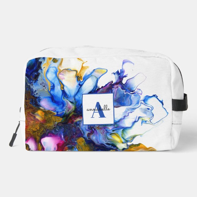 Trousse De Toilette Nom de l'agate d'art fluide Abstrait bleu (Verso)