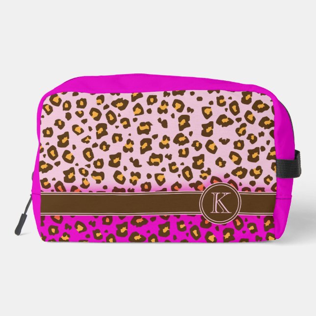 Trousse De Toilette Nom monogramme du motif animal léopard (Verso)