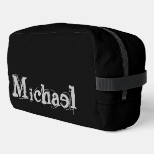Trousse De Toilette Nom monogramme moderne minimaliste noir blanc