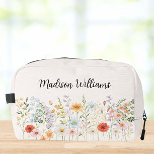 Trousse De Toilette Nom personnalisé aquarelle fleurs sauvages florale