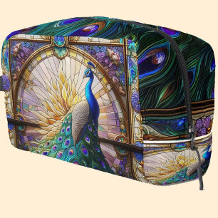 Trousse de toilette Paon en Verre Peint Arc-en-cie