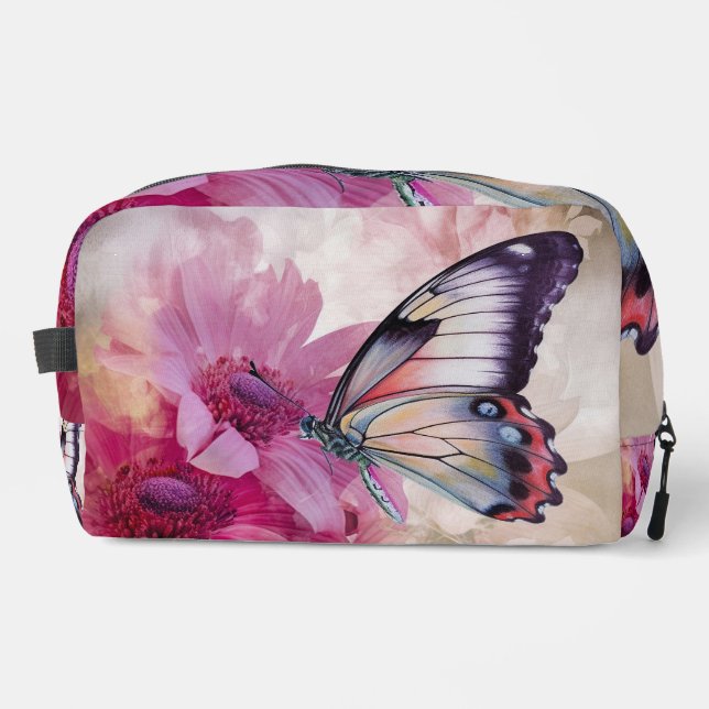 Trousse De Toilette Papillon Dreamy aux fleurs roses (Recto)