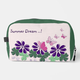 Trousse De Toilette Papillons rose vert pourpre Nom du gribouillage