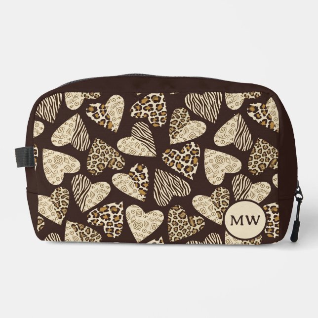 Trousse De Toilette Peau d'animal aux coeurs (Recto)