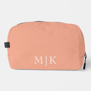 Trousse De Toilette Pêche et blanc Monogramme moderne