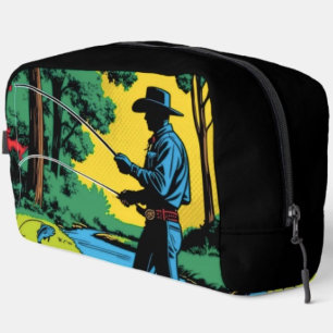 Trousse De Toilette Pêcheur Cowboy sur la Rive du Fleuve