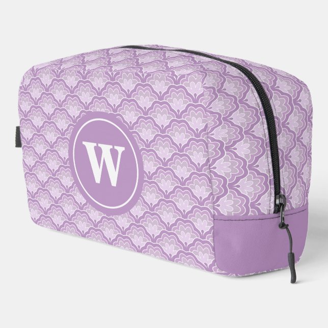 Trousse De Toilette Personalized Monogram Elegant Flowers in Purple (Coin droit)