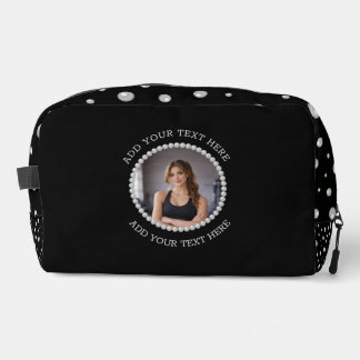 Trousse De Toilette Personalized Photo with Pearls Circle on Black