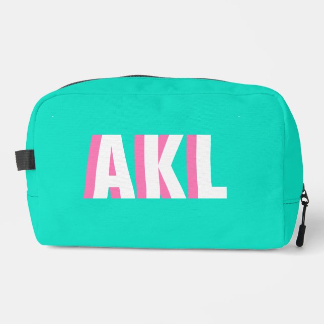 Trousse De Toilette Personalized Shadow Monogram Pink Aqua Green (Recto)