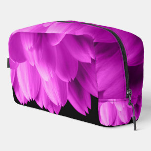 Trousse De Toilette Pétales de fleurs roses chaudes sur noir