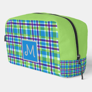 Trousse De Toilette Plaqué rétro en bleu et chaux - ajouter monogramme