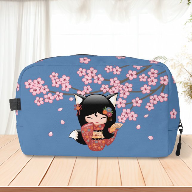 Trousse De Toilette Poupée Kitsune Kokeshi - Black Fox Geisha Girl (Créateur téléchargé)