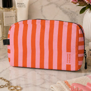 Trousse de Toilette Rayure Audacieuse Corail Ros