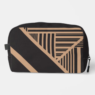 Trousse De Toilette Rayures triangulaires en beige et noir