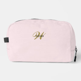 Trousse De Toilette Rose Pâle Doré Élégant Monogramme Féminin
