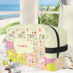 Trousse De Toilette Rose pastel féerique Kawaii Doodle
