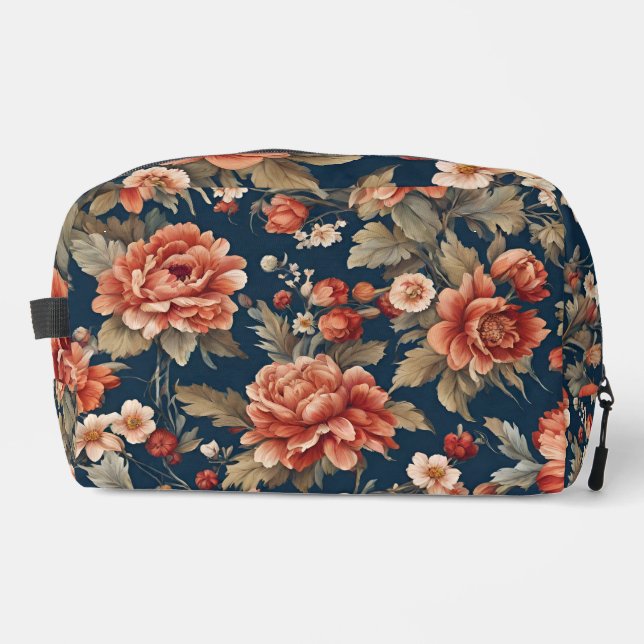 Trousse De Toilette Roses, Feuilles et fleurs rétro (Recto)