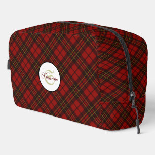 Trousse De Toilette Rouge tartan plaid hiver élégant Monogramme