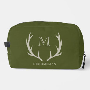 Trousse De Toilette Rustic Army Green Antler Personnalisé Groomsmen Ca