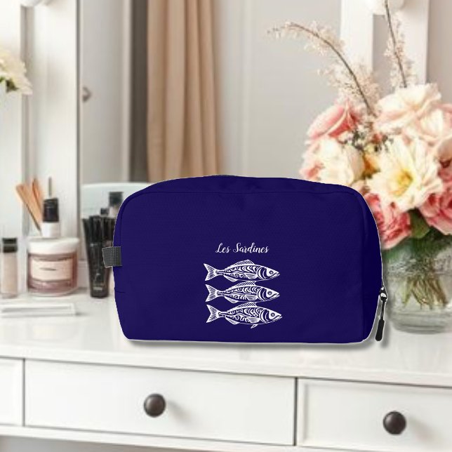 Trousse De Toilette Sardines-Bleu Hawaïen (Les Sardines Hawaiian Fisherman Trend Beach Summer Toiletry Bag Dark Blue)