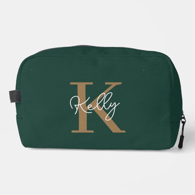 Trousse De Toilette Script moderne Emerald Green Gold (Recto)