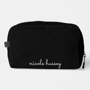 Trousse De Toilette Script noir   Moderne Monogramme élégant
