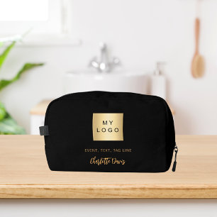 Trousse De Toilette Signature du logo de l'entreprise en or noir