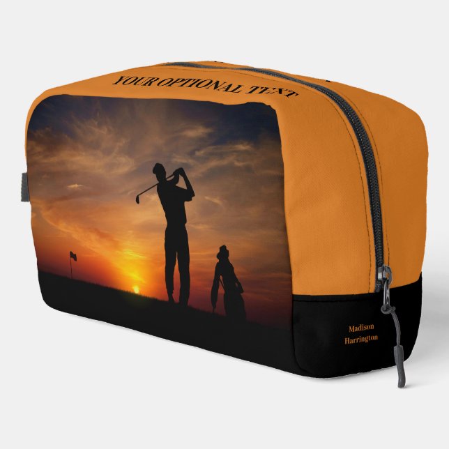 Trousse De Toilette Sunset Golfer nom personnalisé (Coin droit)