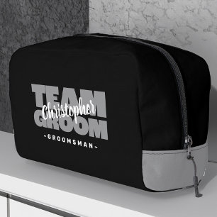 Trousse De Toilette Team Groom Groomsman Mariage Cool Retro Black Cade