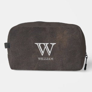 Trousse De Toilette Texture en cuir Nom du monogramme noir