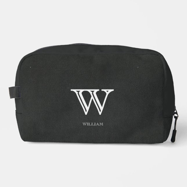 Trousse De Toilette Texture en cuir Nom du monogramme noir (Recto)