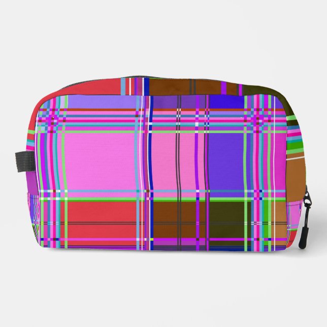 Trousse De Toilette Tissu à carreaux rose motif Madras (Recto)