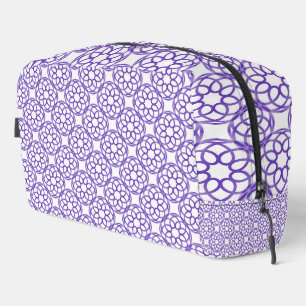 Trousse De Toilette Toilettes Motifs violettes blanches géométriques e