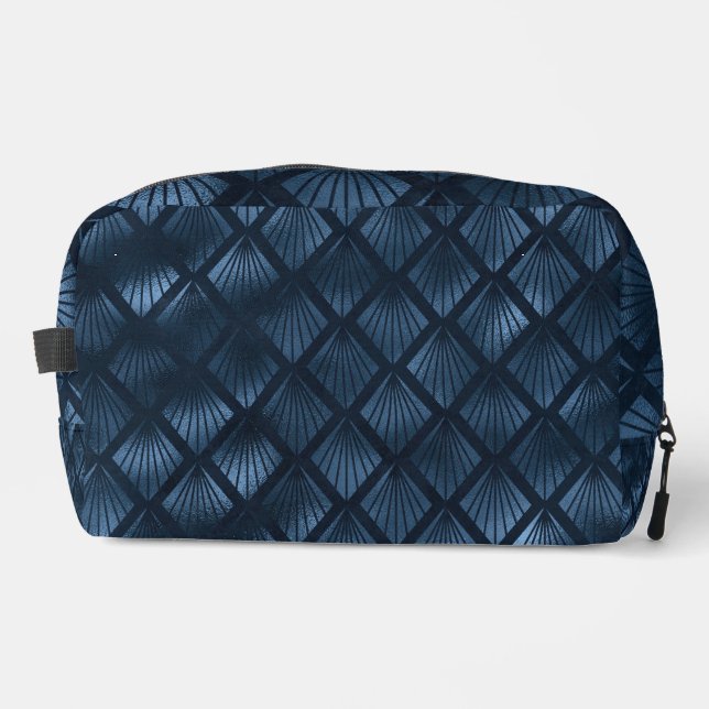 TROUSSE DE TOILETTE TONS DE MOTIFS FONCÉ BLEU ART DÉCO (Recto)